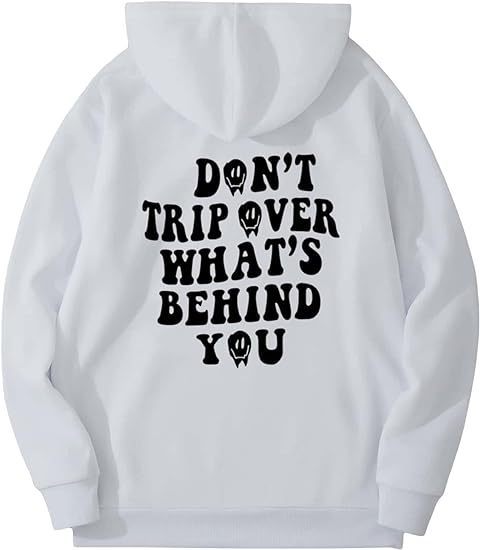 Leisure Pullover Drawstring Letter Print Pattern Hoodie.