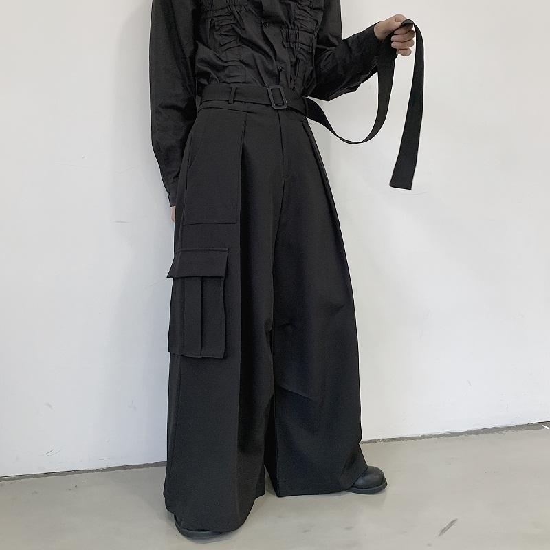 Yamamoto Wind Dark Loose Straight-leg Casual Pants Men's Multi-pocket Tooling Wide-leg Pants.