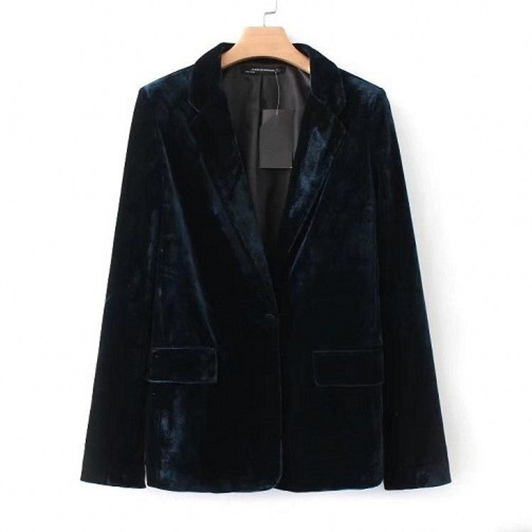 Popular Autumn And Winter Dark Green Velvet Suit.