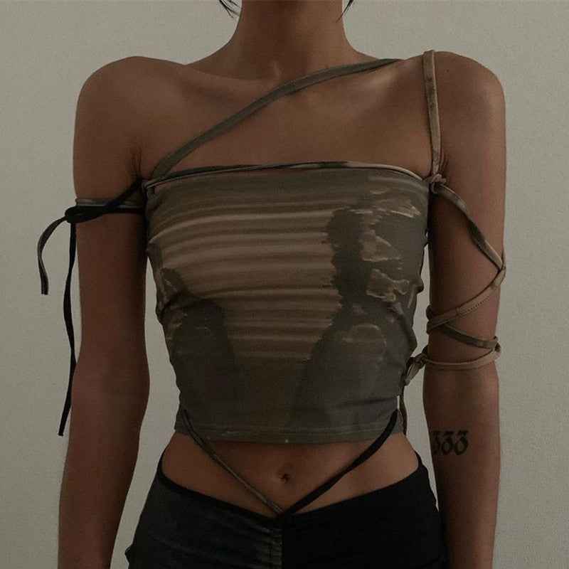 Retro Dark Green Short Oblique Shoulder Sling Women.