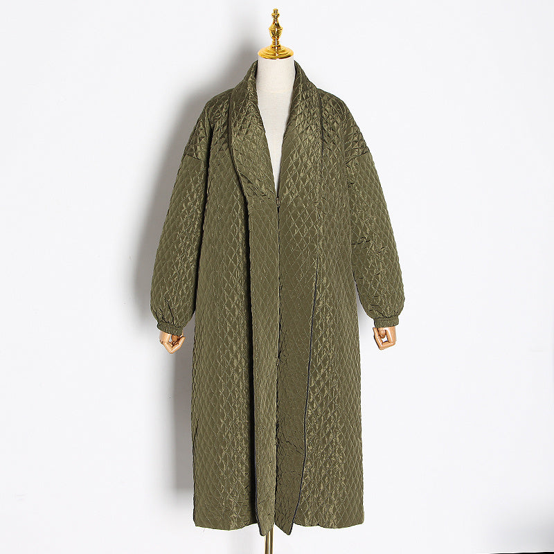 Women's dark buckle smooth plaid trench coat.