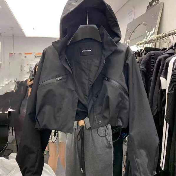 Fashion Hooded Stand Collar Overalls Jacket Women's Spring And Autumn New.