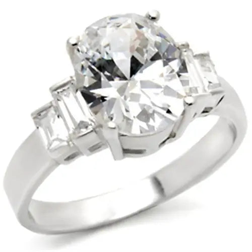 30305 - High-Polished 925 Sterling Silver Ring with AAA Grade CZ in Clear.