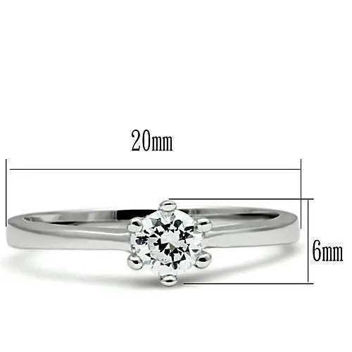 3W109 - Rhodium Brass Ring with AAA Grade CZ in Clear - The elite ways