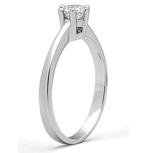 3W109 - Rhodium Brass Ring with AAA Grade CZ in Clear.