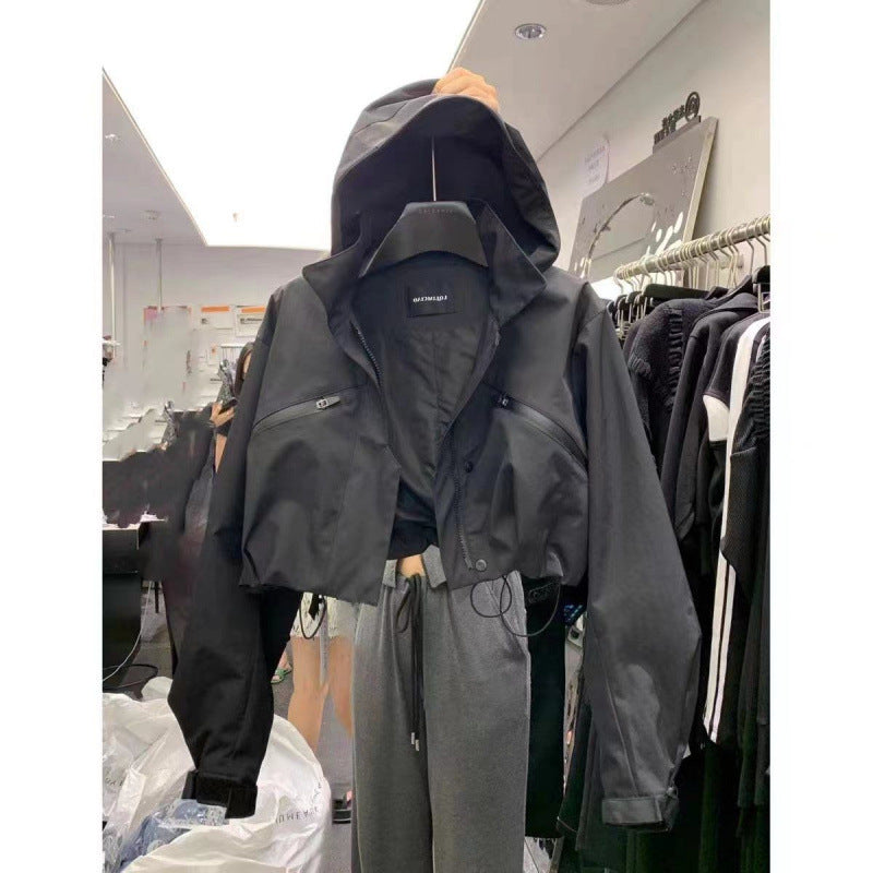 Fashion Hooded Stand Collar Overalls Jacket Women's Spring And Autumn New.