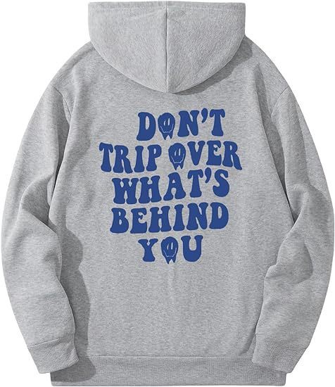 Leisure Pullover Drawstring Letter Print Pattern Hoodie.
