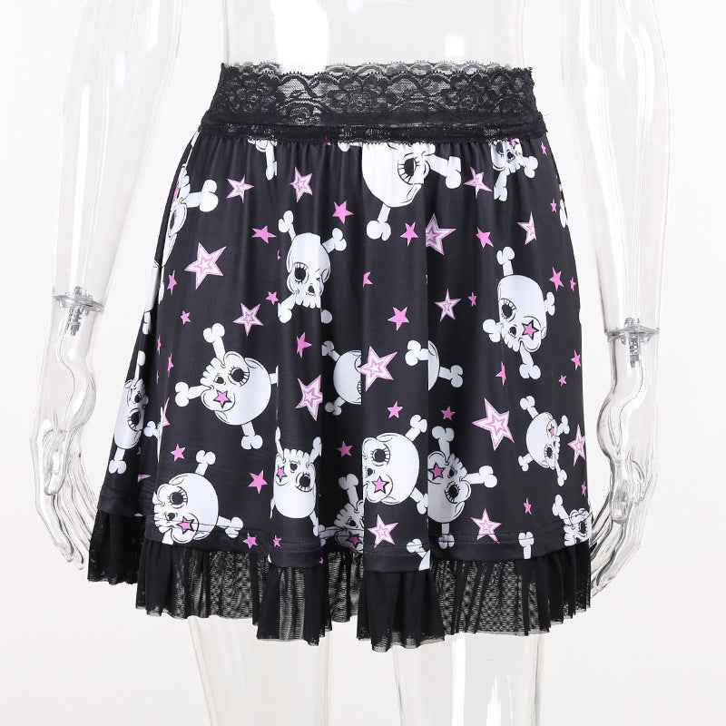 Europe And The United States Dark Black Cute Soft Cute Girl Heart Skull Sling Female.