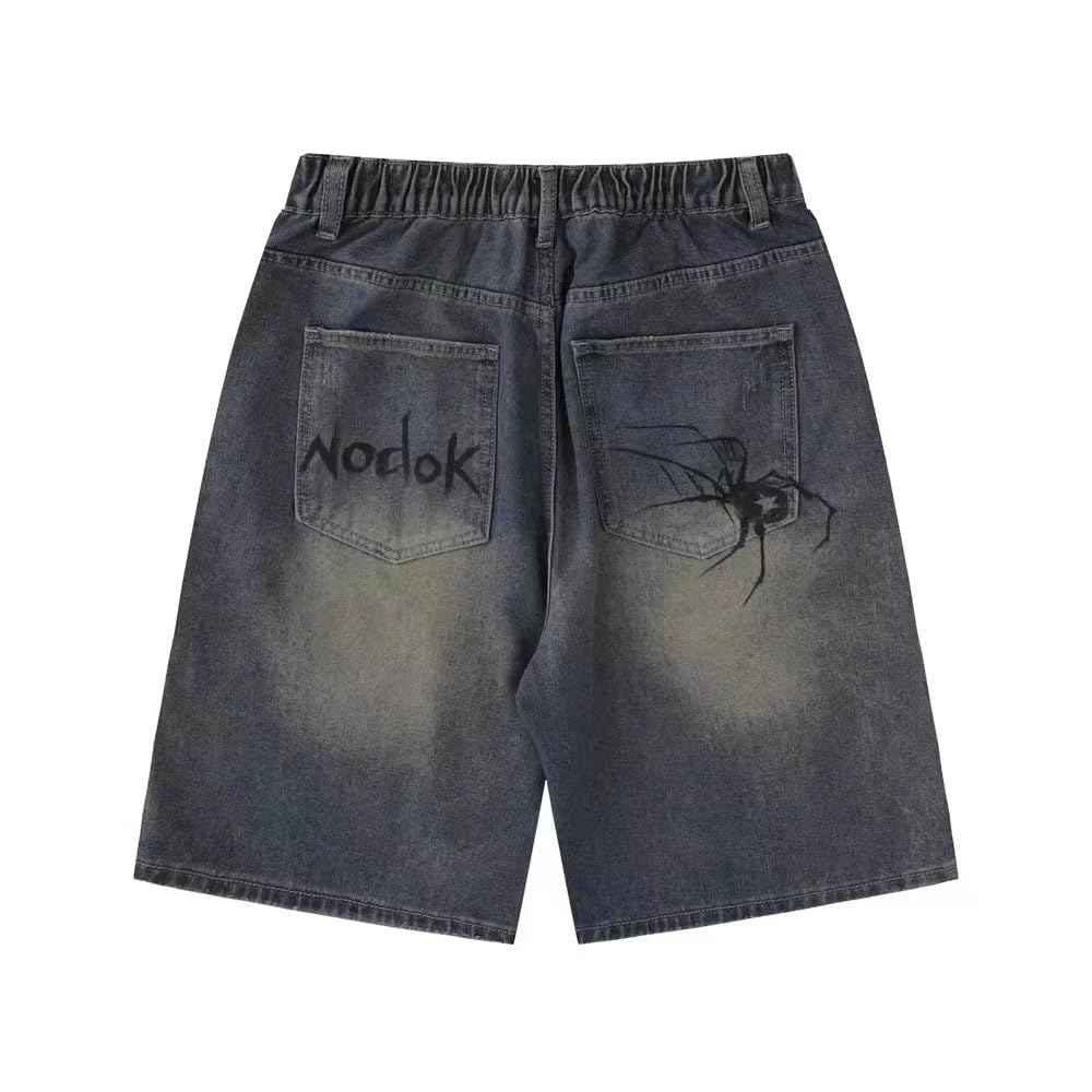 POHADON Y2K Blue Denim Shorts Summer Casual Loose Straight Leg Unisex Baggy Jeans Shorts Jorts Grunge Harajuku Streetwear