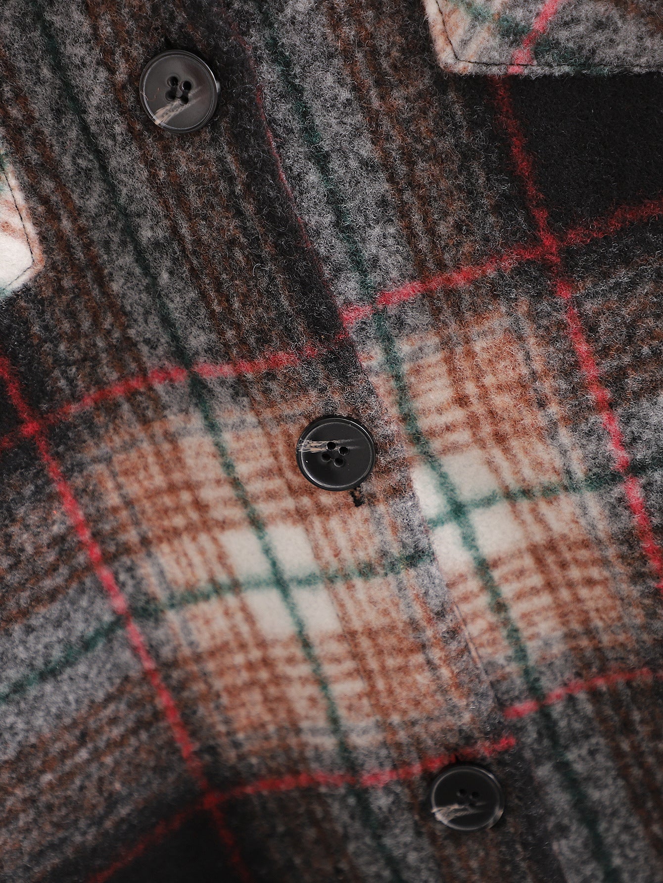Women's Slim Dark Brown Woolen Plaid Jacket.