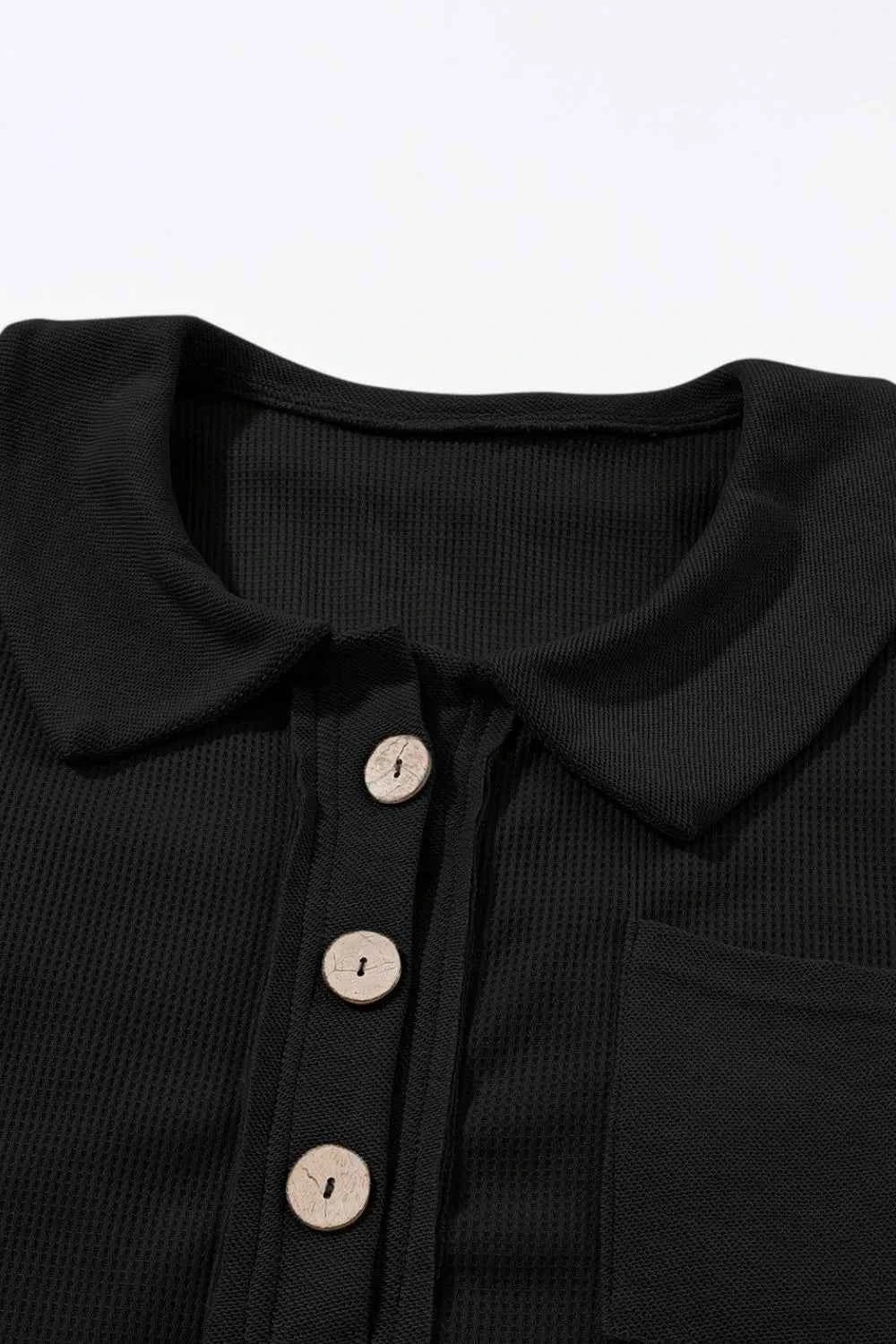Waffle Knit Button Front Dress.
