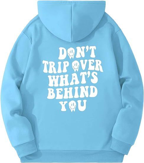 Leisure Pullover Drawstring Letter Print Pattern Hoodie.
