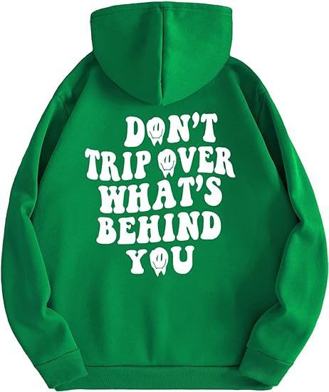 Leisure Pullover Drawstring Letter Print Pattern Hoodie.