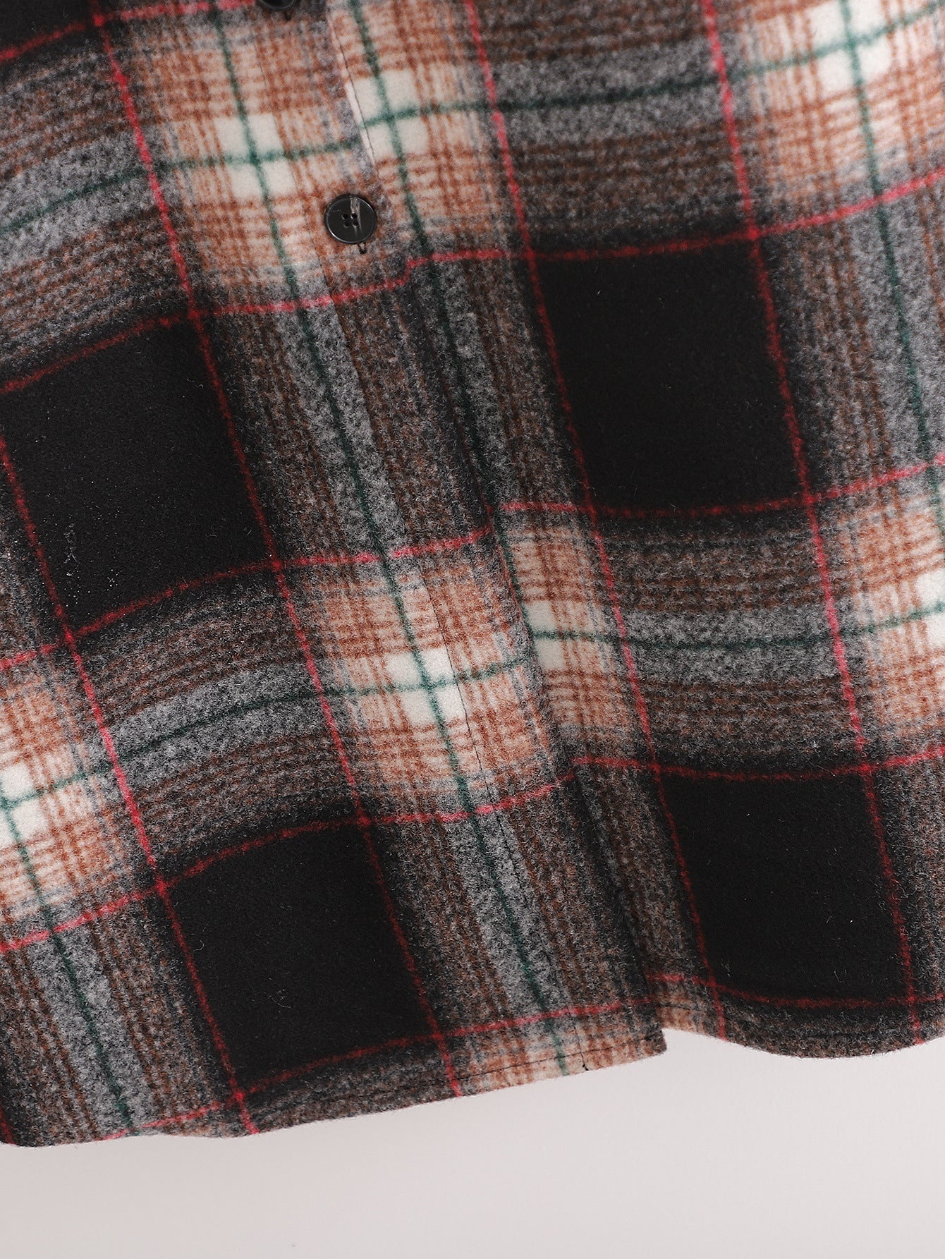 Women's Slim Dark Brown Woolen Plaid Jacket.
