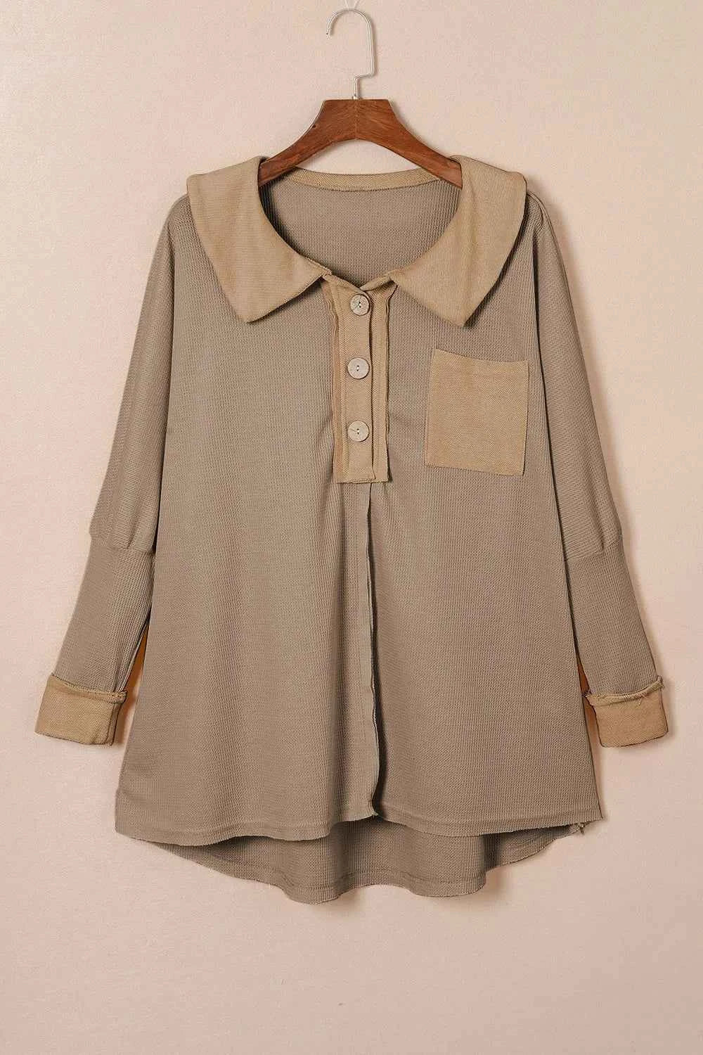 Waffle Knit Button Front Dress.