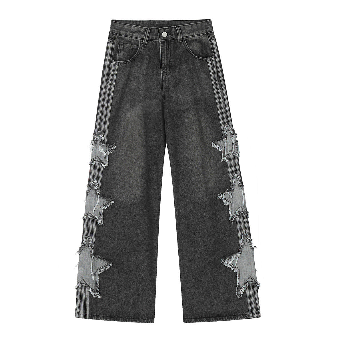 American-style XINGX Patch Straight Jeans Alamode