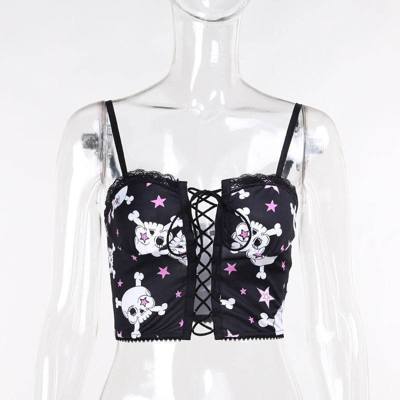 Europe And The United States Dark Black Cute Soft Cute Girl Heart Skull Sling Female.