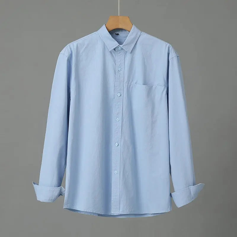 Casual Solid Color Men's Purified Cotton Long Sleeve Shirt Alamode