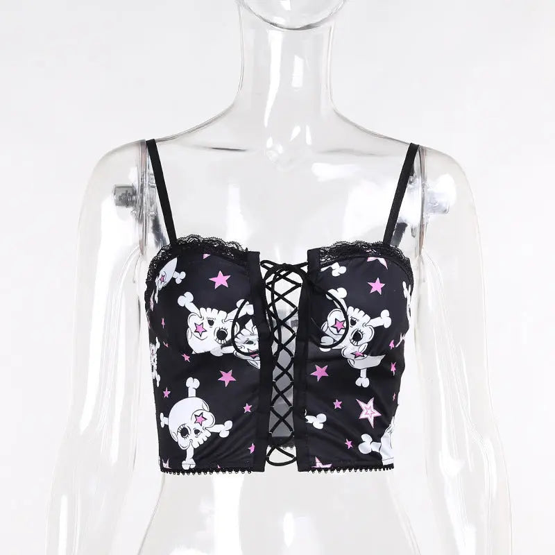 Europe And The United States Dark Black Cute Soft Cute Girl Heart Skull Sling Female.