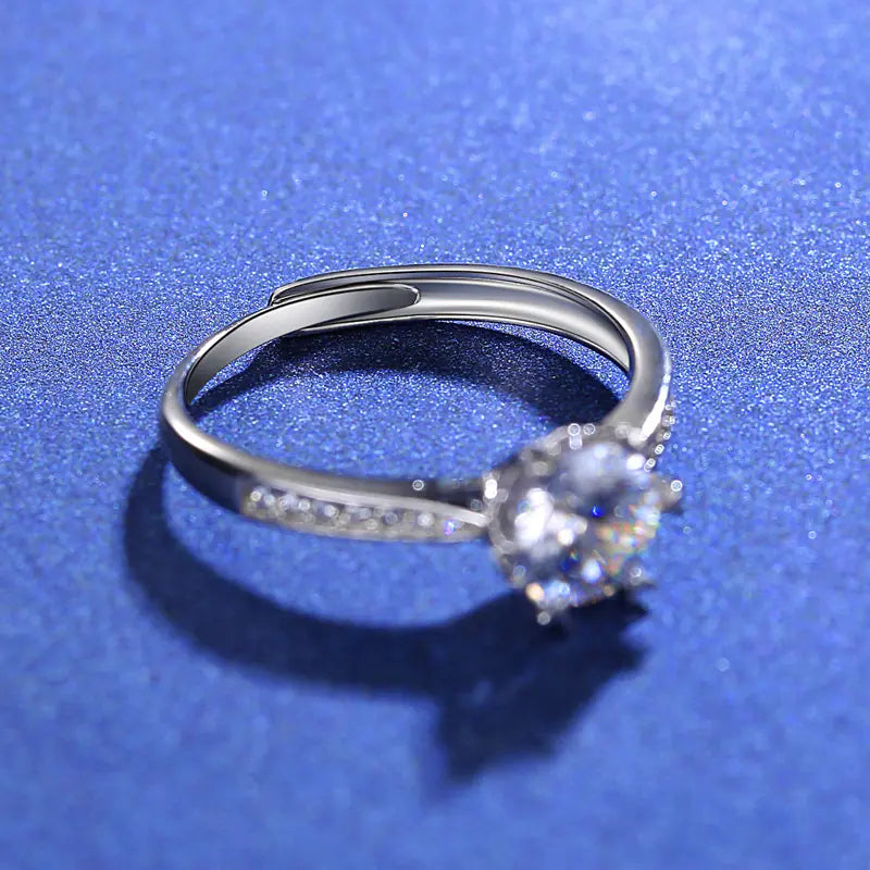 S925 Sterling Silver 1 Carat Moissanite Snow Ring The elite ways