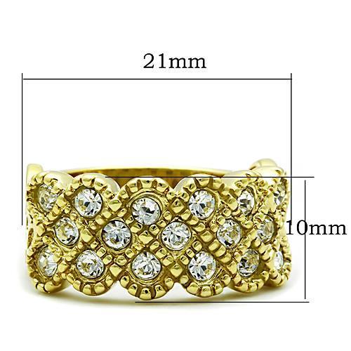 TK1394 - IP Gold(Ion Plating) Stainless Steel Ring with Top Grade Crystal in Clear.