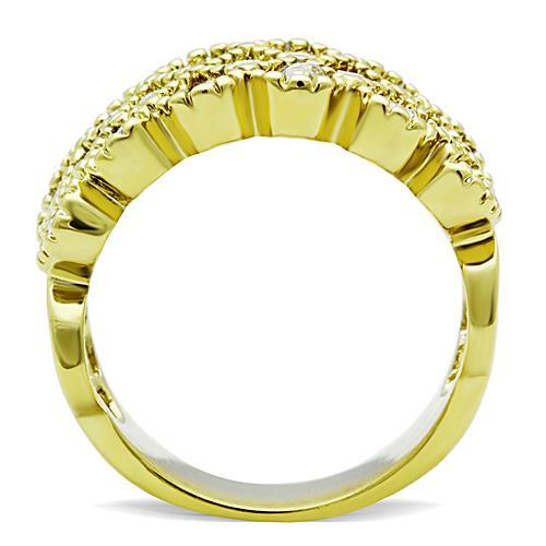 TK1394 - IP Gold(Ion Plating) Stainless Steel Ring with Top Grade Crystal in Clear.