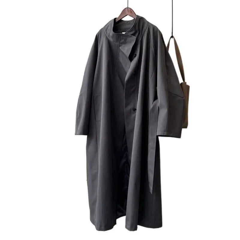 Women's Solid Color Loose Mid Length Windbreaker Jacket - The elite ways