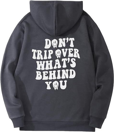 Leisure Pullover Drawstring Letter Print Pattern Hoodie.