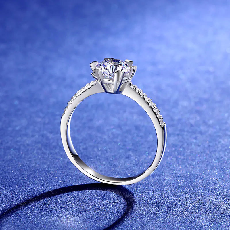 S925 Sterling Silver 1 Carat Moissanite Snow Ring The elite ways