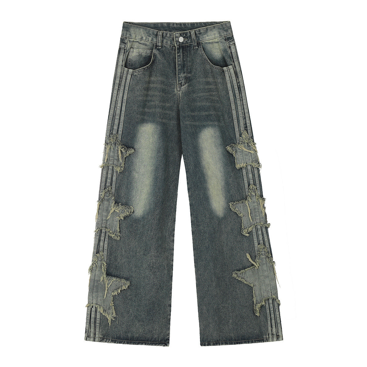 American-style XINGX Patch Straight Jeans Alamode