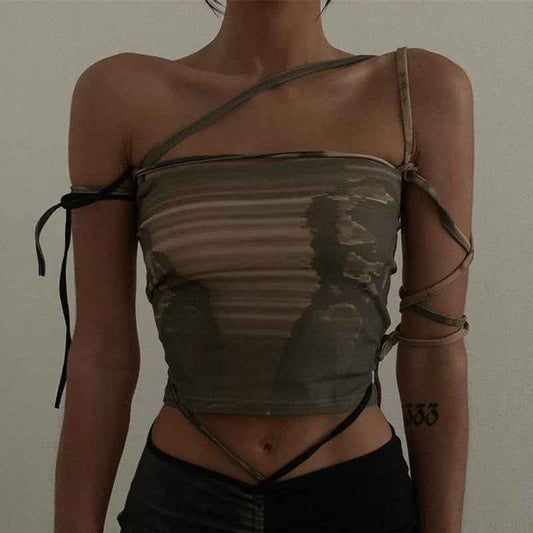 Retro Dark Green Short Oblique Shoulder Sling Women.