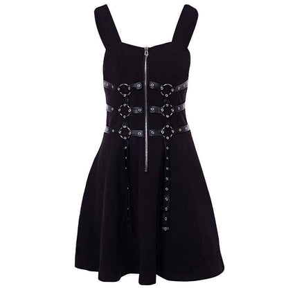 New Dark Style Sexy Waist Suspender Dress Loose Casual Back Black Street Women'S Skirt.