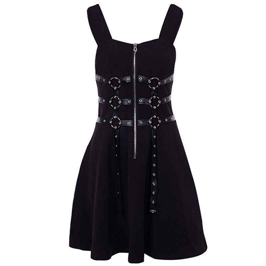 New Dark Style Sexy Waist Suspender Dress Loose Casual Back Black Street Women'S Skirt.