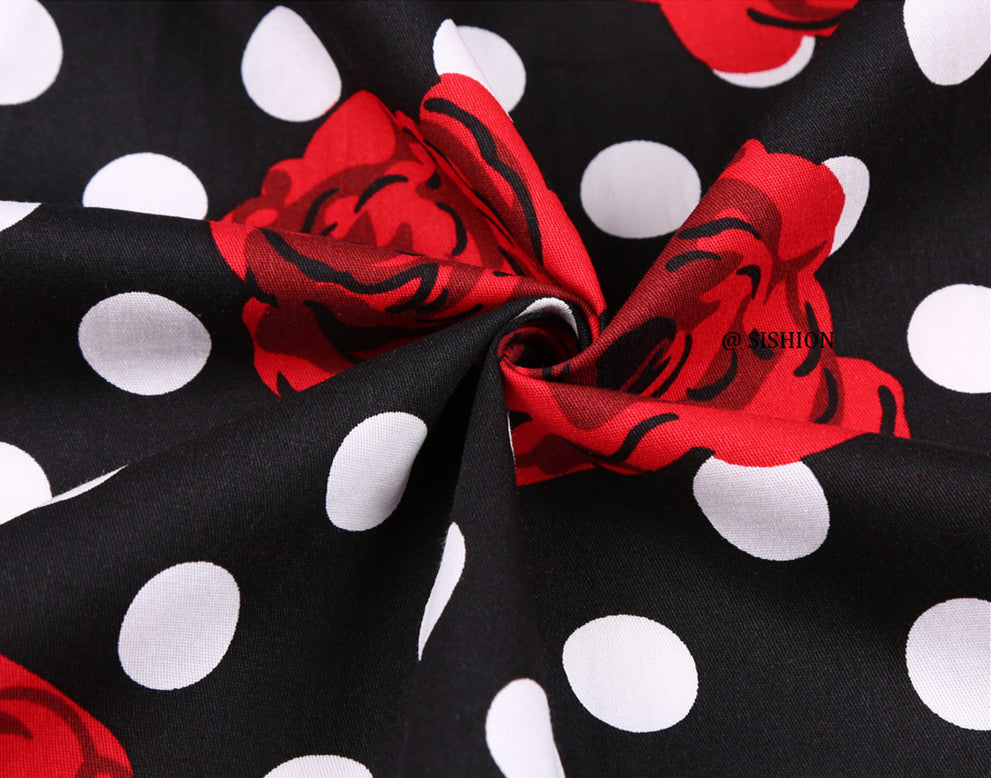 Women's  Polka Dot Print Skirt, Retro Cotton Suit, Harajuku Style, Pleated Skating Skirt Alamode