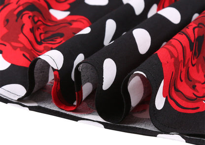 Women's  Polka Dot Print Skirt, Retro Cotton Suit, Harajuku Style, Pleated Skating Skirt Alamode