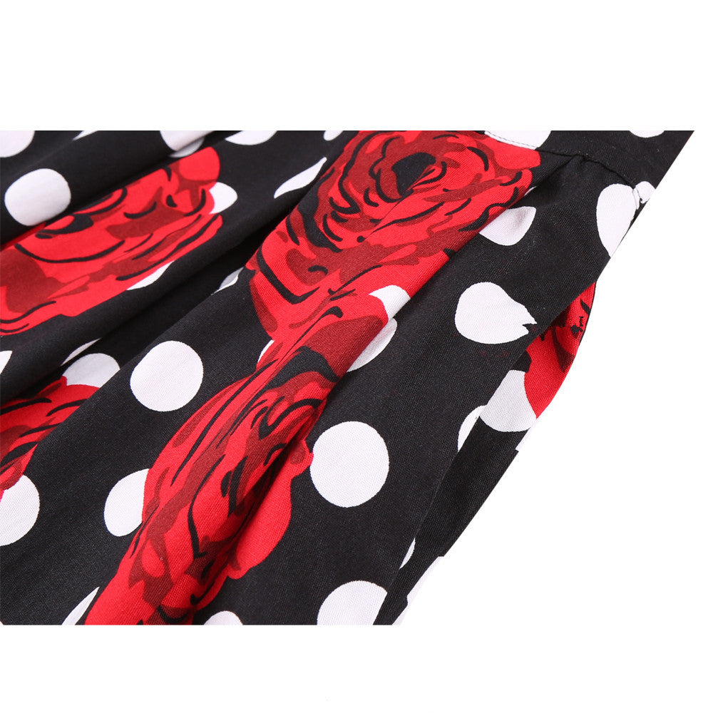 Women's  Polka Dot Print Skirt, Retro Cotton Suit, Harajuku Style, Pleated Skating Skirt Alamode