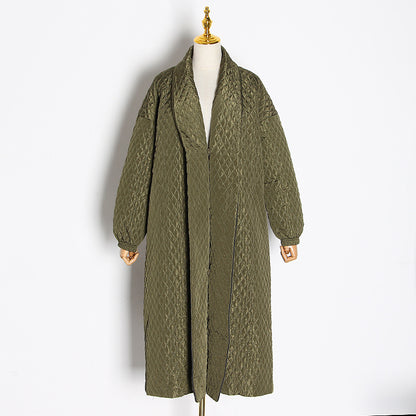 Women's dark buckle smooth plaid trench coat.