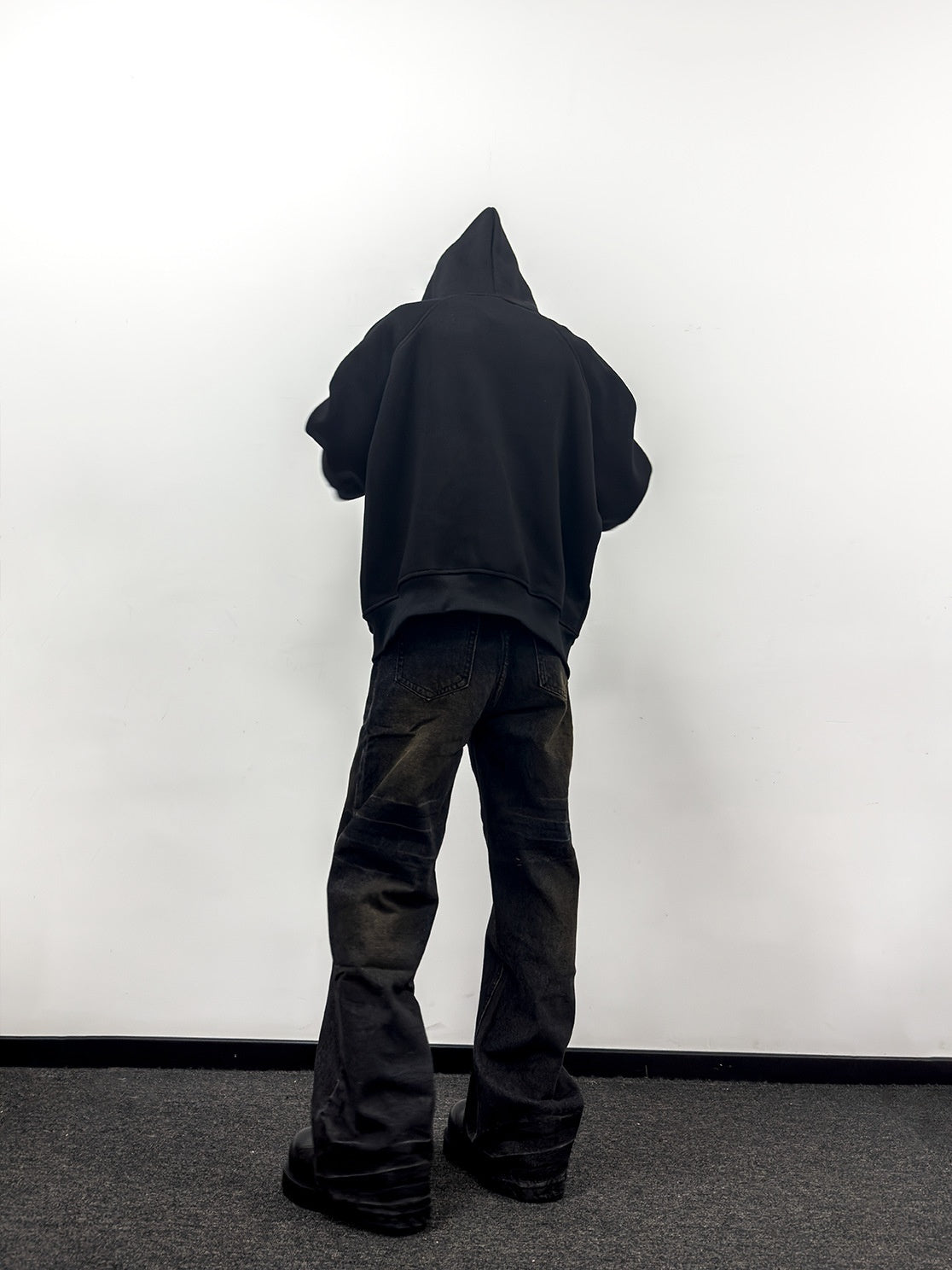 Washed Straight Dirty Mud Textured Deconstructed Jeans Alamode