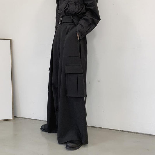 Yamamoto Wind Dark Loose Straight-leg Casual Pants Men's Multi-pocket Tooling Wide-leg Pants.