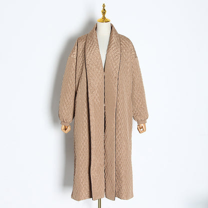 Women's dark buckle smooth plaid trench coat.