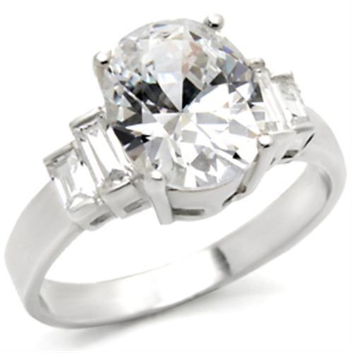 30305 - High-Polished 925 Sterling Silver Ring with AAA Grade CZ  in Clear.