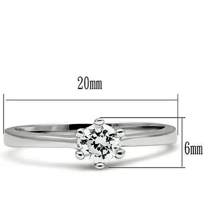 3W109 - Rhodium Brass Ring with AAA Grade CZ  in Clear - The elite ways
