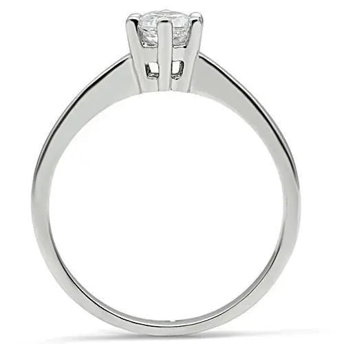 3W109 - Rhodium Brass Ring with AAA Grade CZ  in Clear - The elite ways