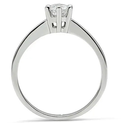 3W109 - Rhodium Brass Ring with AAA Grade CZ  in Clear - The elite ways