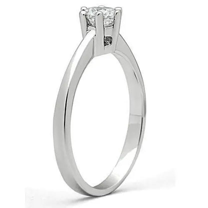 3W109 - Rhodium Brass Ring with AAA Grade CZ  in Clear - The elite ways