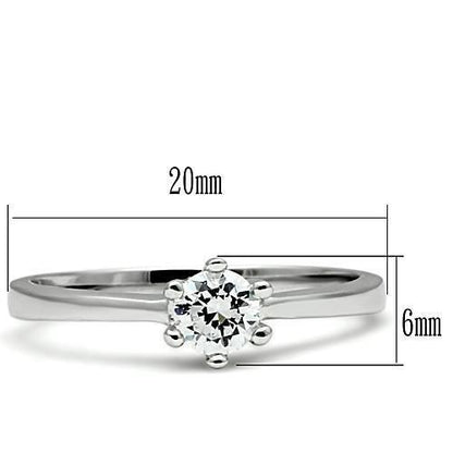 3W109 - Rhodium Brass Ring with AAA Grade CZ  in Clear.