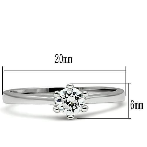 3W109 - Rhodium Brass Ring with AAA Grade CZ  in Clear.