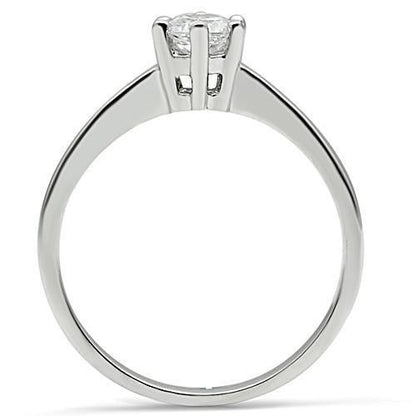 3W109 - Rhodium Brass Ring with AAA Grade CZ  in Clear.