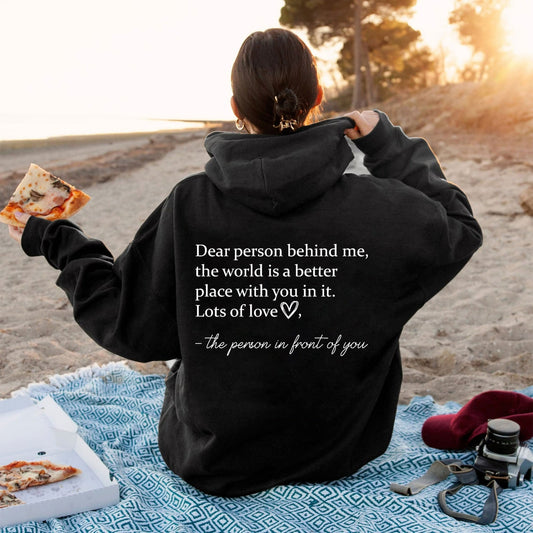 Dear Person Behind Me Hoodie Plain Letter Sweater Alamode