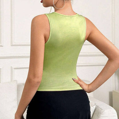 Y2K Printed Tank Vest INS Fashion Streetwear Round Neck Sleeveless Top Summer Women's Clothing Alamode